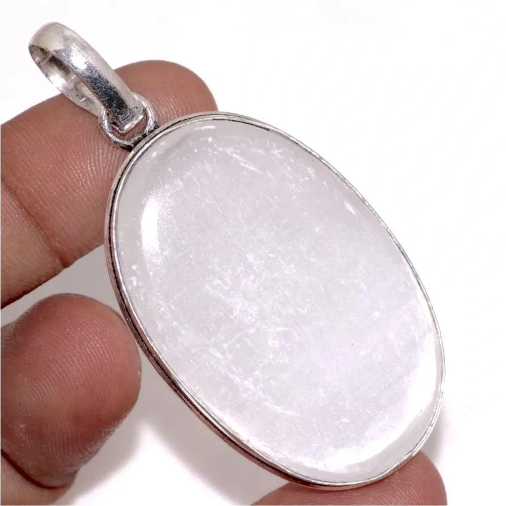 Selenite silver pendant